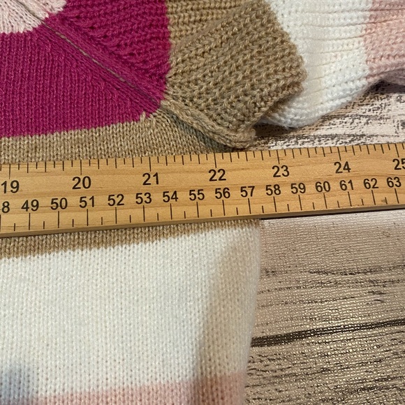 lane bryant 14/16 Button Crop Knit Sweater 3/4 Sleeve Ran Pink White Cardigan - Picture 2 of 4
